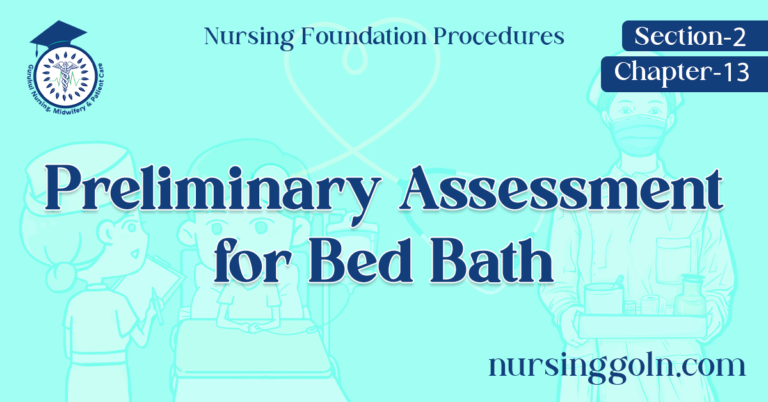 Preliminary Assessment for Bed Bath