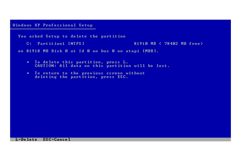 Deleting the Current Partition